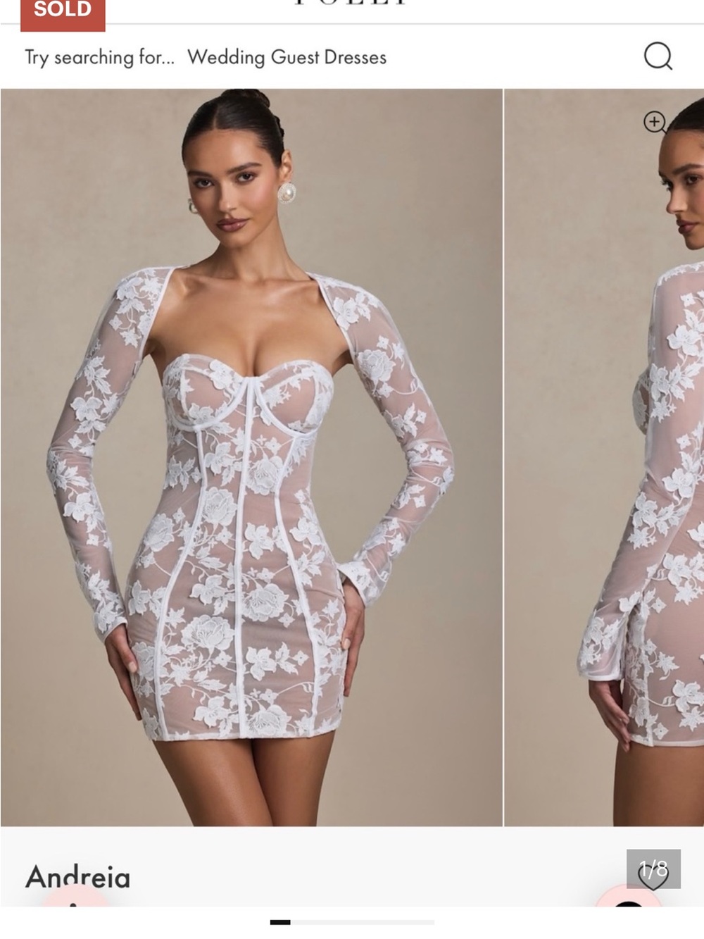 Oh Polly White Floral Lace Sheer Bodycon Mini Dress